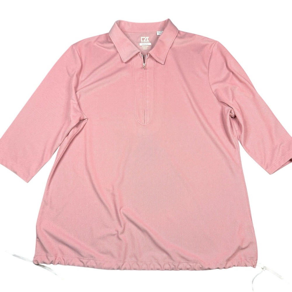 Cutter & Buck Drytec 1/4 Zip Pullover Red Short Sleeve Golf Performance Men's